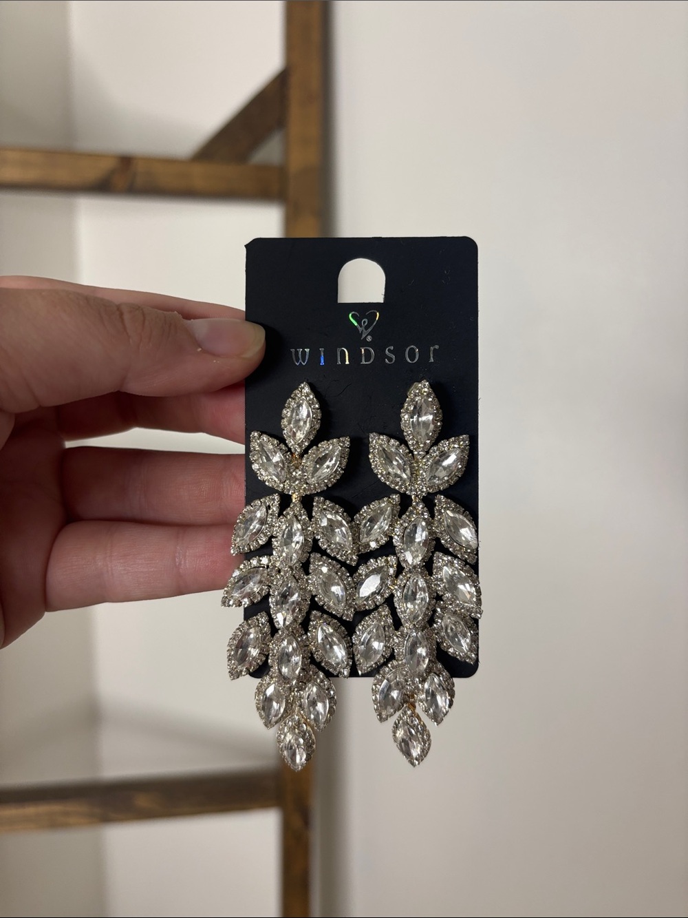 Windsor Silver Crystal Leaf Cascade Earrings - Clear